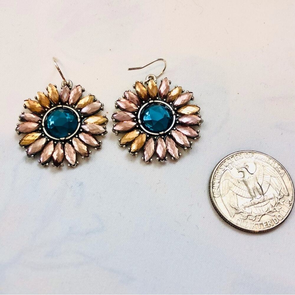 Sunflower Burst Cut Glass Earrings - Picture 7 of 16